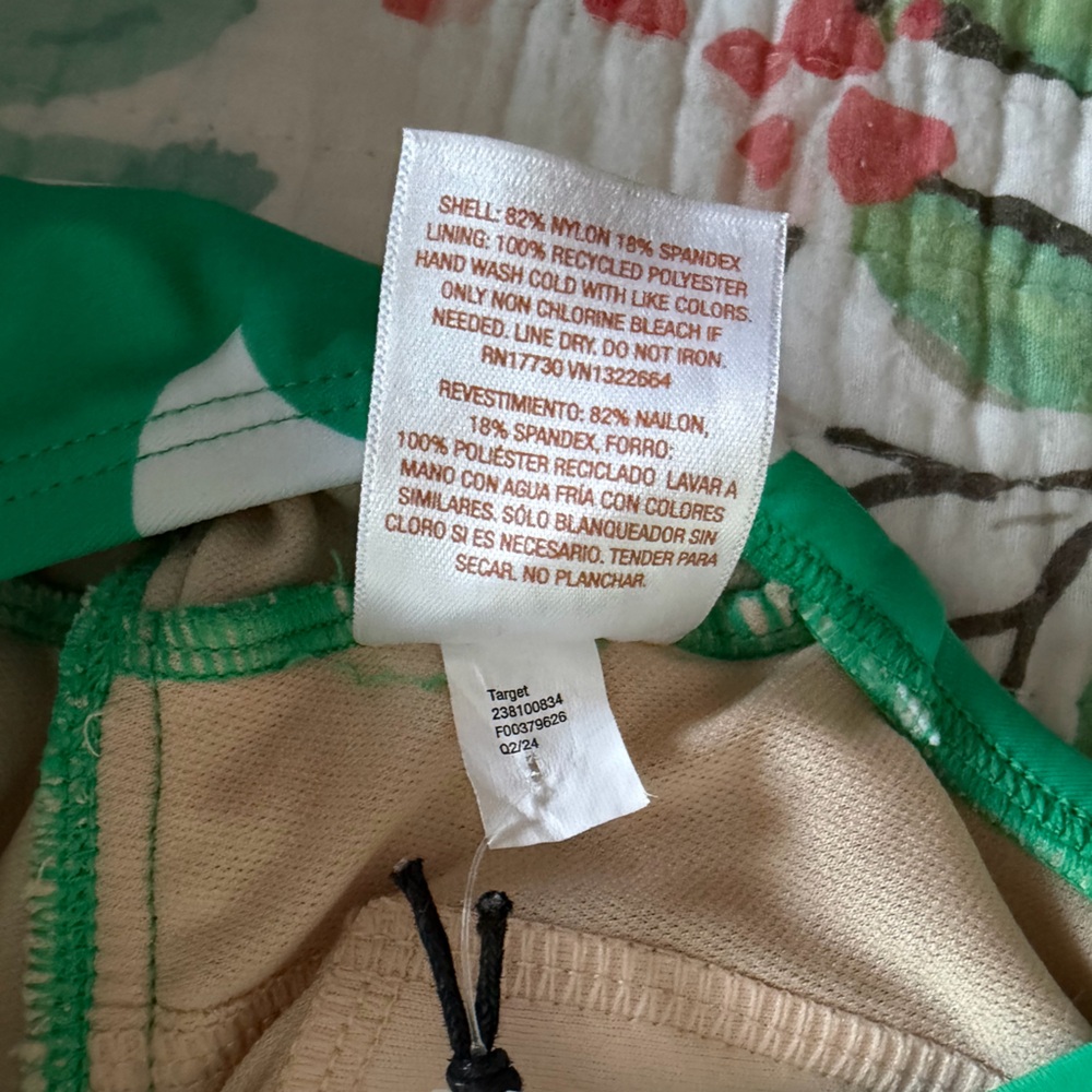 Shade shore one piece bathing suit in white and green with gold tone design - Picture 7 of 10
